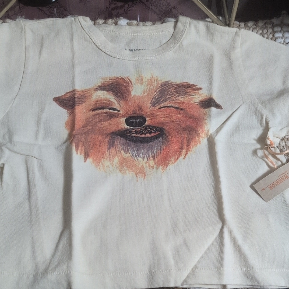 Cream Dog Print Short Sleeve Tee Kids Size 6T